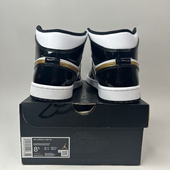 Nike Air Jordan 1 Mid SE “Patent Black Metallic Gold” 2023 - Picture 4 of 5